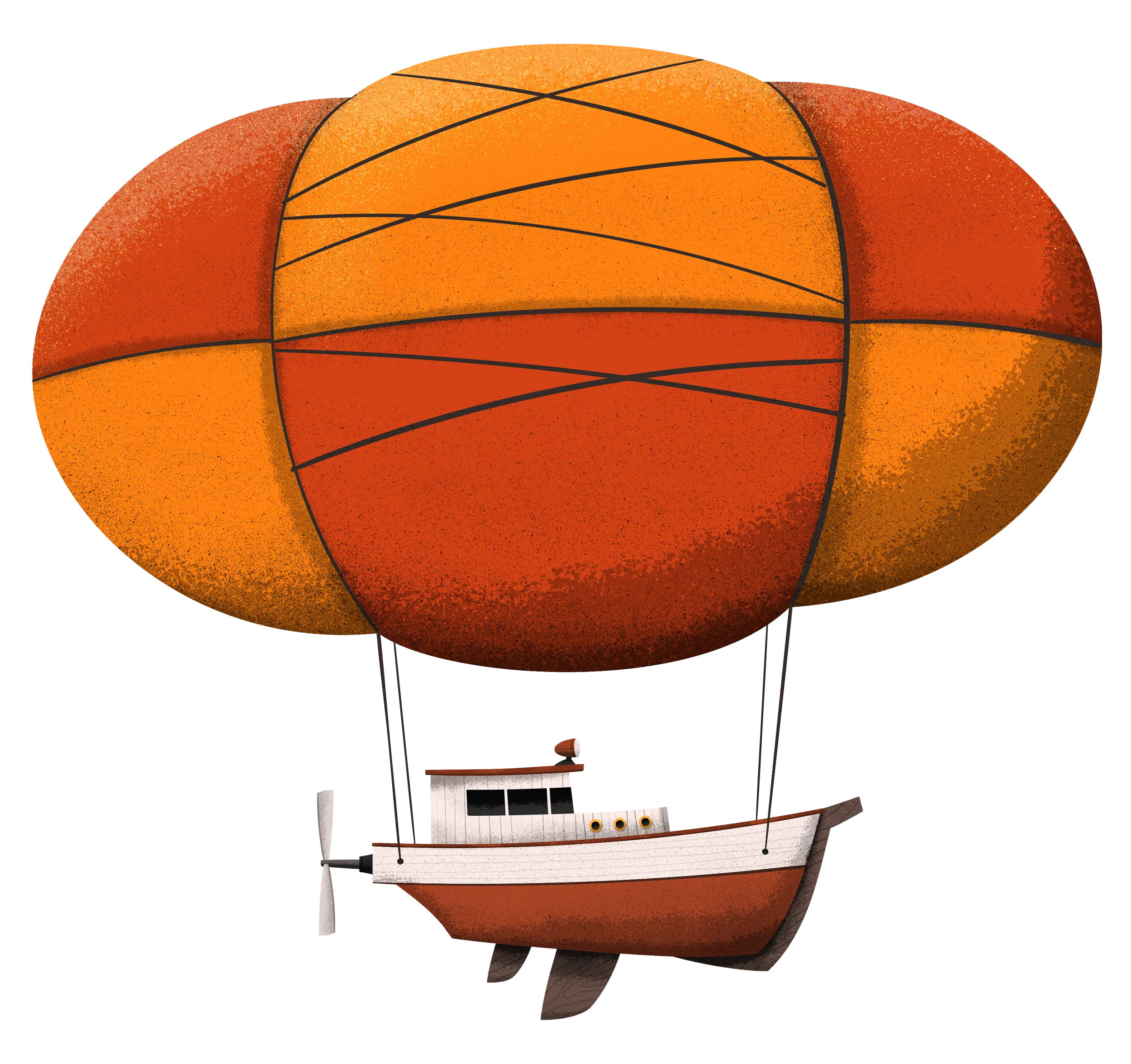 SurveyGizmo illustration of a fantastical fish-shaped airship.
