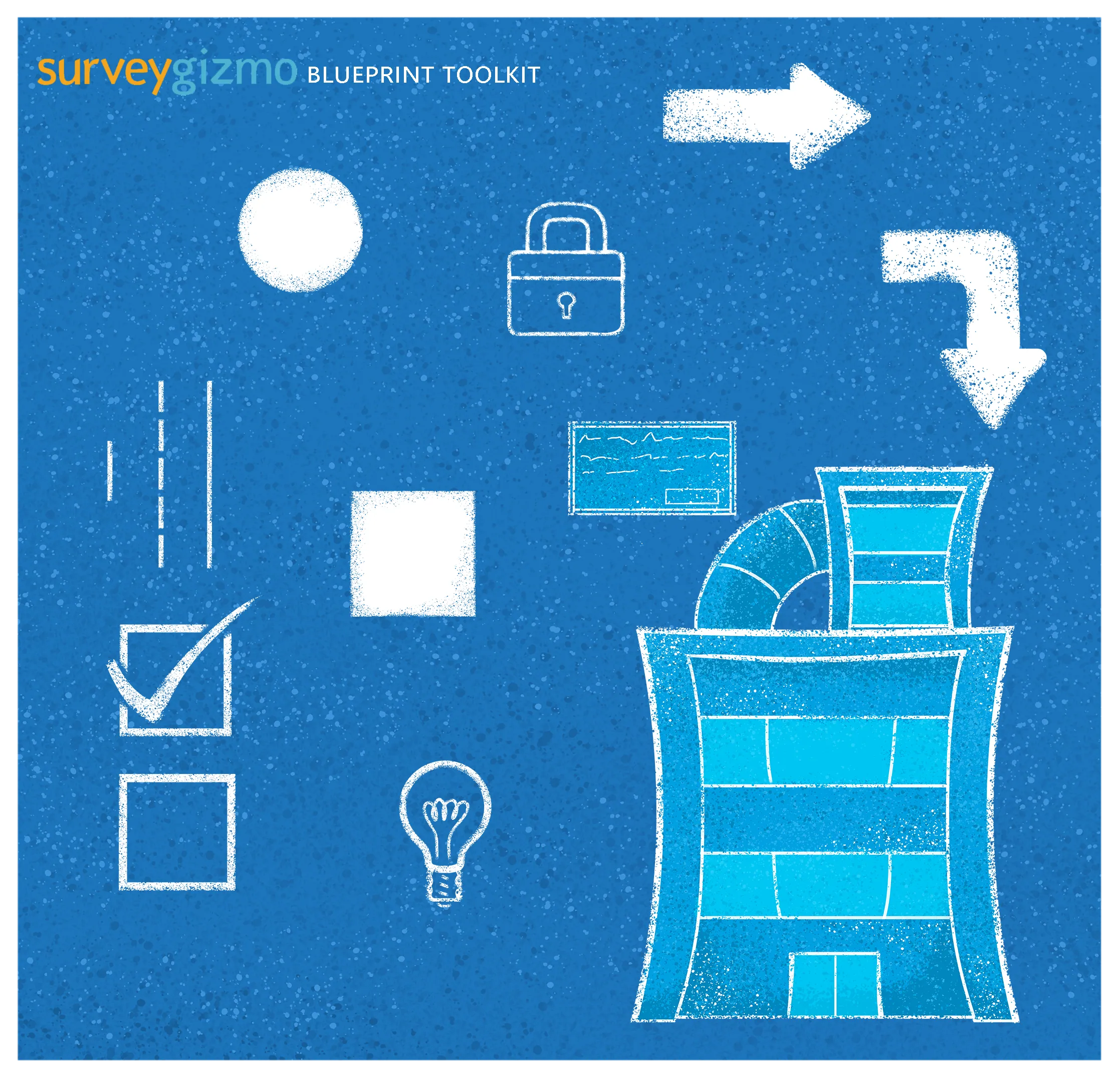 SurveyGizmo asset-library blueprint sheet showing the visual system's construction.