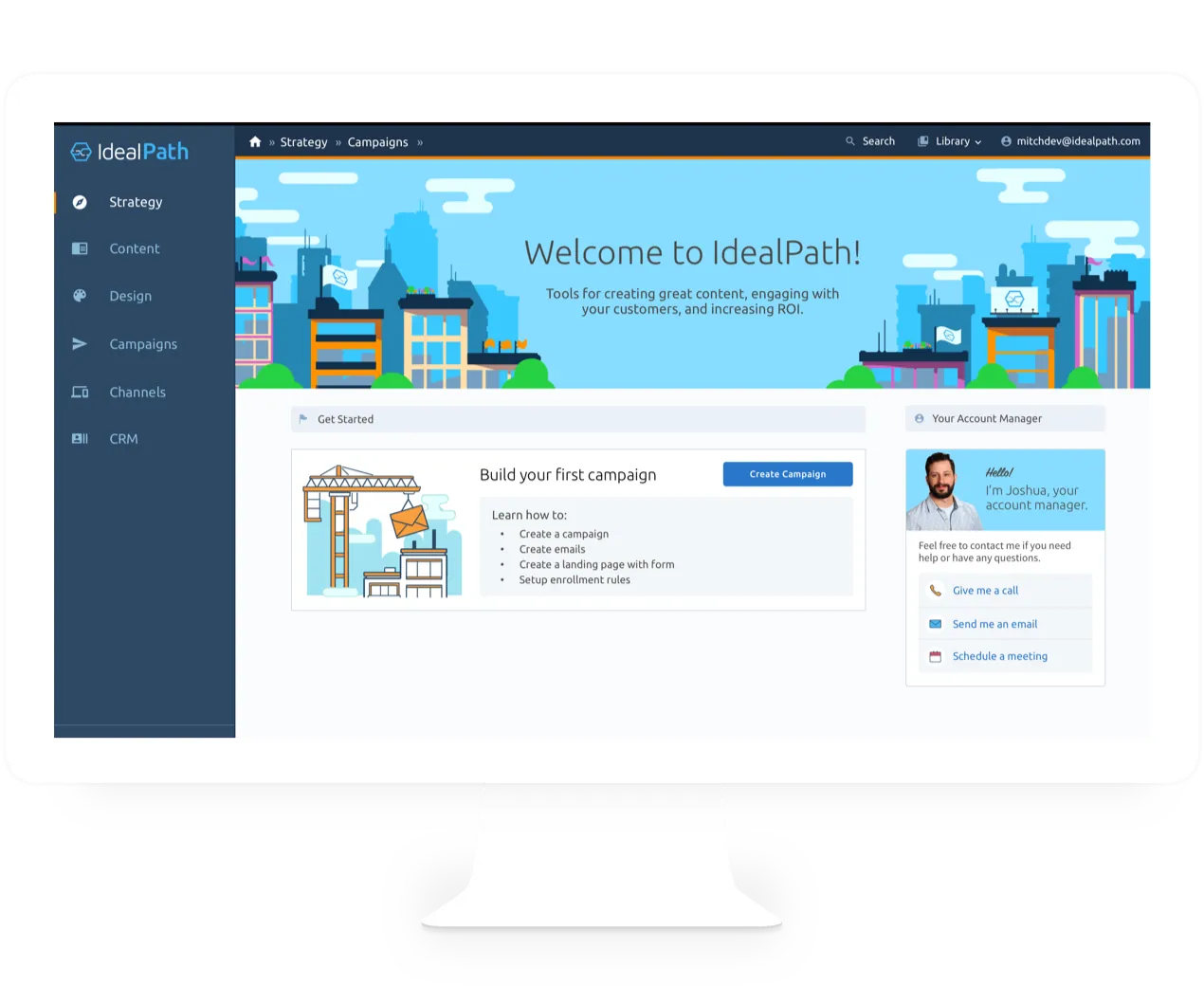 IdealPath marketing automation interface shown in a desktop mockup.