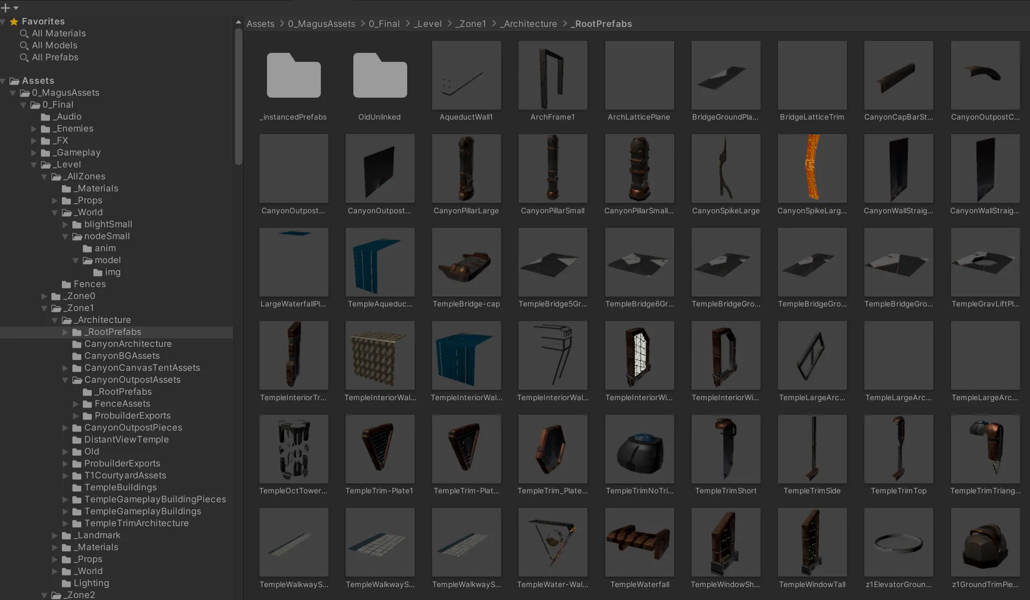 Reliquary modular environment pieces arranged for flexible level construction.