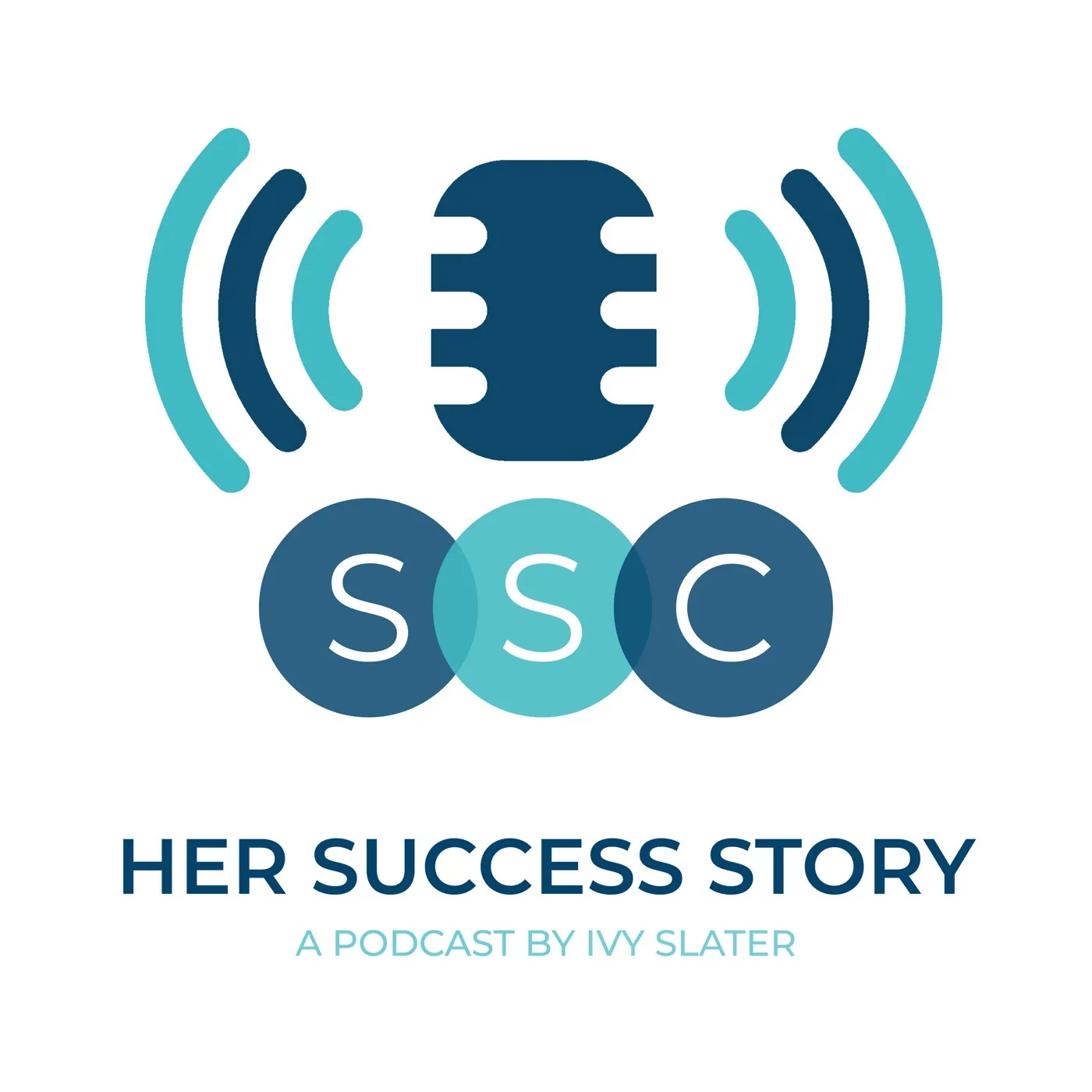 Her Success Story cover artwork with a blue microphone, sound waves, and overlapping SSC circles.