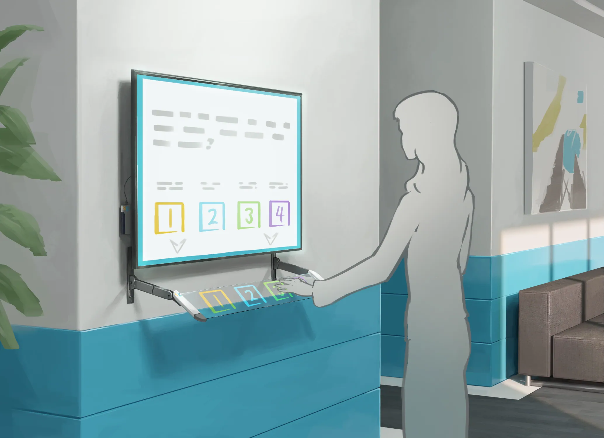 SurveyGizmo survey displayed on a television in a point-of-service environment.
