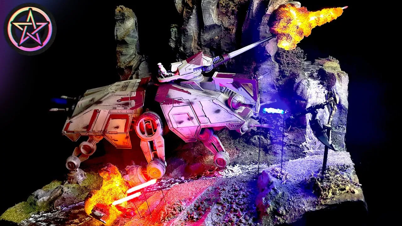 Thumbnail for Toy AT-TE → Realistic Clone Wars Waterfall Diorama.